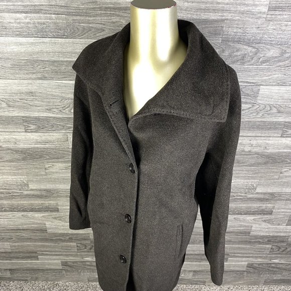 JONES NEW YORK Button Down Wool & Angora Brown Overcoat Women's Size 4